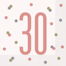 Rose Gold Glitz 30th Birthday Napkins 16pk