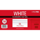 Post Pro Self Seal Envelopes DL 110x220mm 50pk