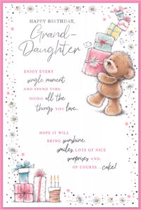 Set of six Simon Elvin C75 birthday cards for granddaughter, featuring colorful designs and cheerful greeting messages.
