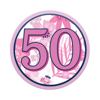 Six small Tiger Feet birthday badges featuring the number 50 for celebrating milestone age events.