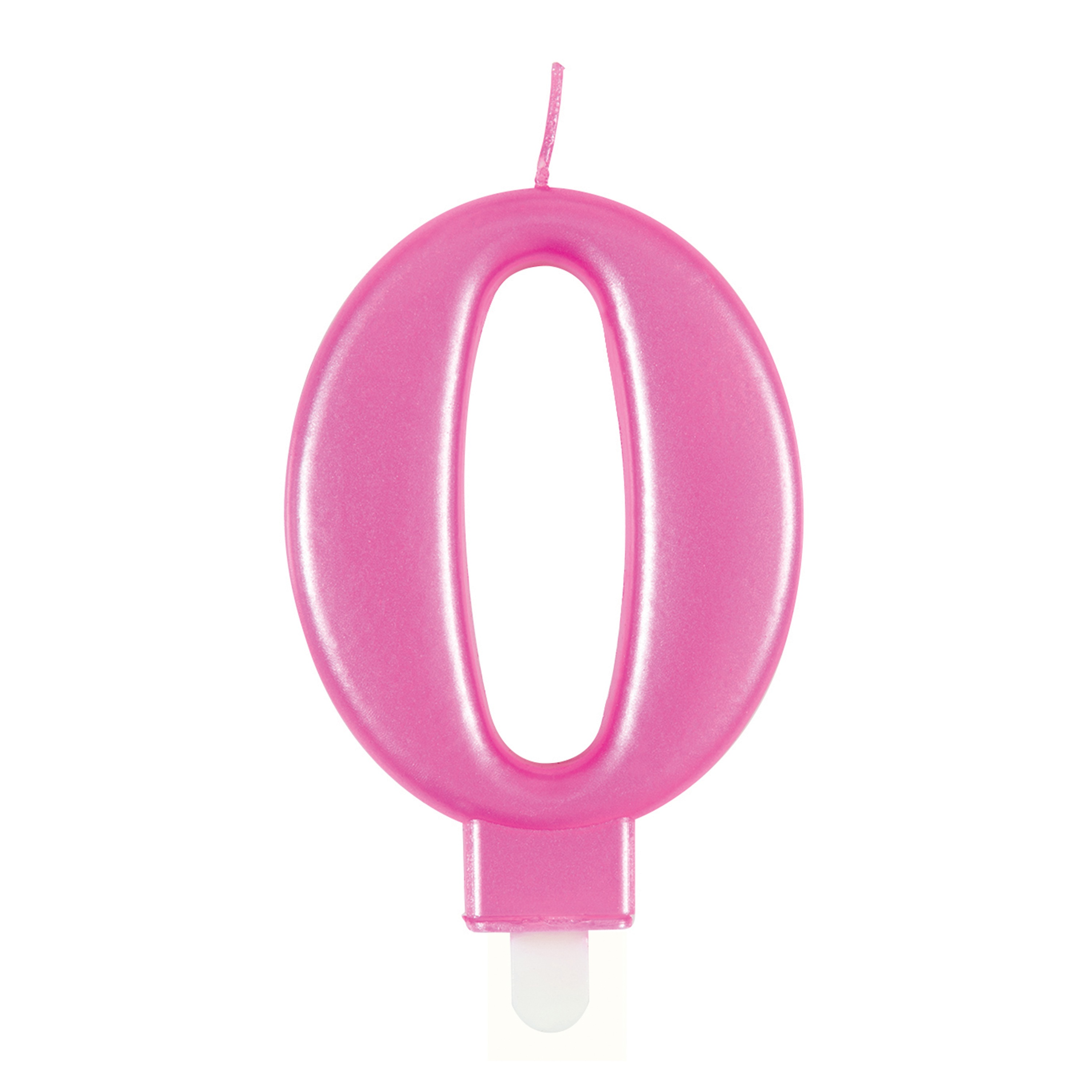 Unique Party Candle Number 0 Metallic Pink