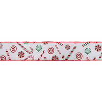 Eleganza Wired Ribbon Candy Cane 63mm x 10yds