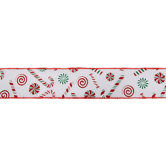 Eleganza Wired Ribbon Candy Cane 63mm x 10yds