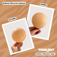 Pair of Kalisan Macaron Salmon 24-inch latex balloons for decorating, featuring smooth surface and vibrant color.
