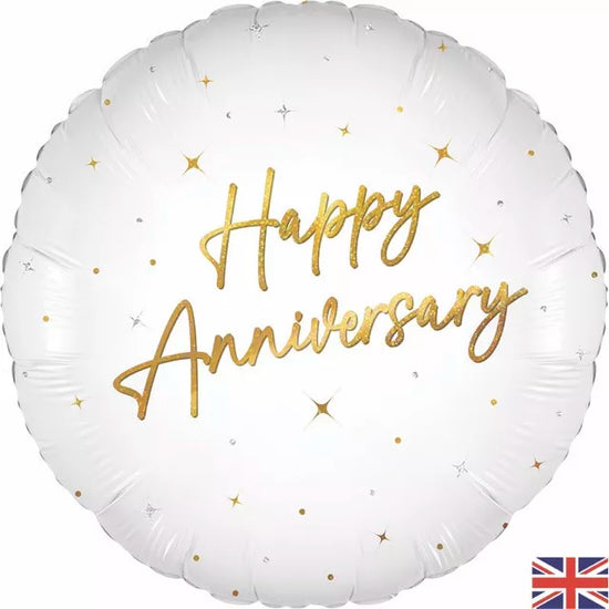 Oaktree White Sparkle Anniversary 18" Foil Balloon