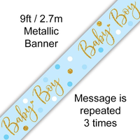 Oaktree Banner Sparkling Baby Boy Dots 9ft