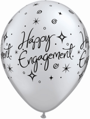25 Latex Balloons 11" Engagement Black & Silver