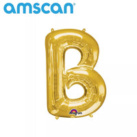 Gold Anagram foil balloon in the shape of the letter B, 16-inch foil balloon for celebrations and decorations.