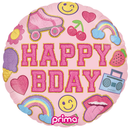 Foil Balloon 18" Round Birthday Girl Patches