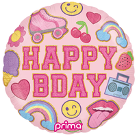 Foil Balloon 18" Round Birthday Girl Patches
