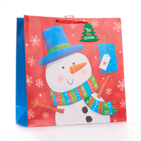 Gift Bag Snowman Red Giant Square 12pk