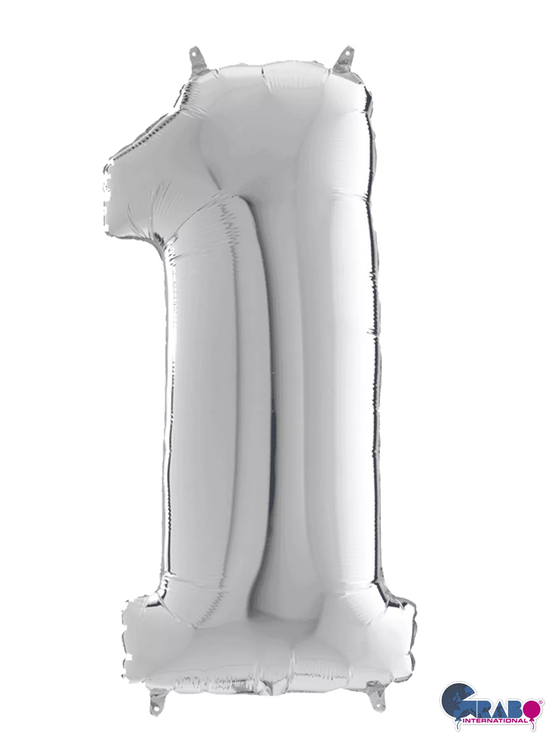 Grabo Foil Balloon Silver 26" Number 1