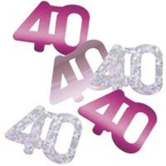 Pink Glitz 40th Birthday Foil Confetti 14g