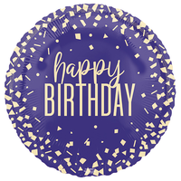 Unique Birthday Navy Confetti 18" Foil Balloon