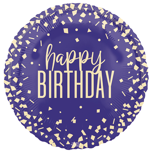 Unique Birthday Navy Confetti 18" Foil Balloon