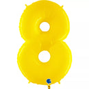 Yellow Fluo Grabo foil balloon shaped as a number 8, 40 inches tall, with shiny, reflective surface and bold numeral design.