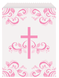 Unique 8 Pack Treat Bags Holy Cross Pink