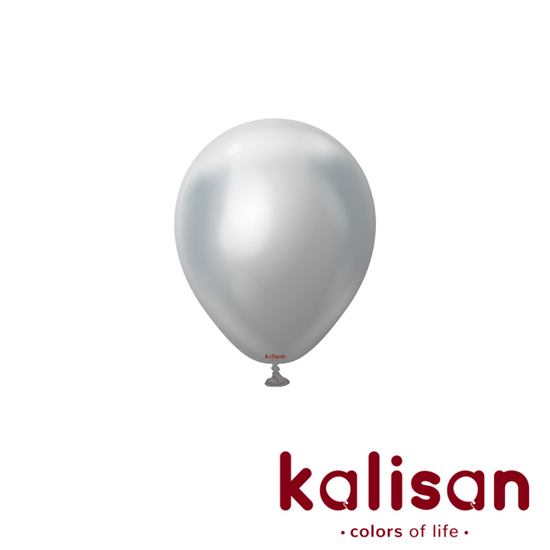 Kalisan Mirror Silver 5" Latex Balloons 100pk