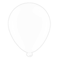 Eight white latex balloons, 10-inch size, designed for decorating by APAC, shown inflated and ready for celebration.