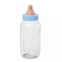Blue Baby Bottle Bank by Unique, 11-inch party favor with a playful baby bottle design perfect for celebrations.
