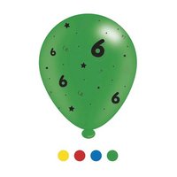 Age 6 Assorted 10" Latex Balloons 8pk