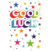 Set of six Simon Elvin Good Luck cards featuring colorful designs, perfect for everyday good luck wishes.