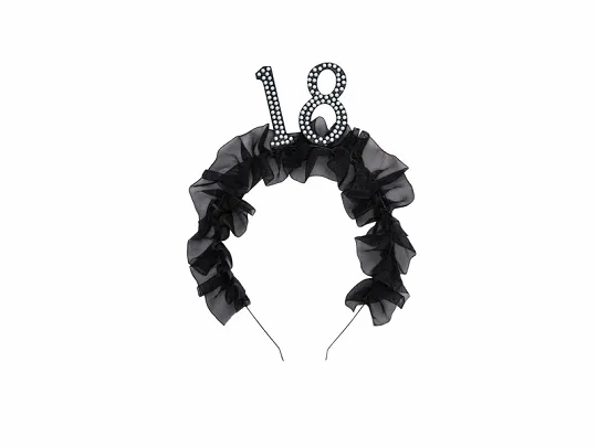 Headband 18th 12x19.5cm Pearls Black