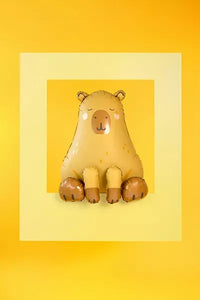 PartyDeco 31-inch Capybara foil balloon, air fill, featuring a colorful cartoon capybara design, ideal for party decorations.