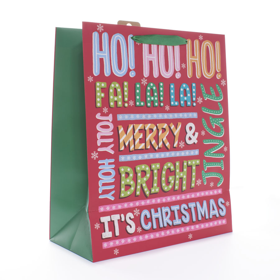 Gift Bag It's Christmas Giant Portrait 12pk