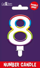 Giftzone Party Candle Number 8 with glitter rainbow design, colorful birthday candle for celebrations