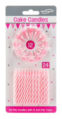 Oaktree 24 Candle/12 Holders Pink 18.5cm