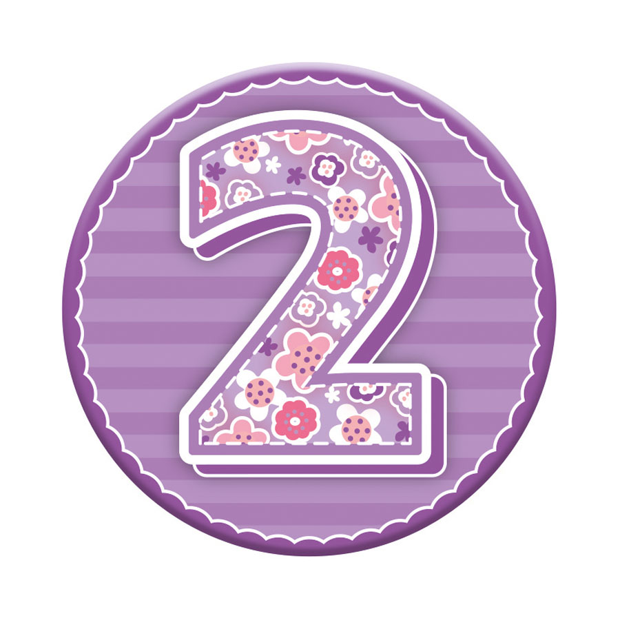 Six small Tiger Feet birthday badges featuring age 2, perfect for birthday celebrations and decorations.