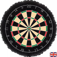 Oaktree foil balloon shaped like a 30-inch dartboard, bright colors and printed dartboard design, festive decoration.