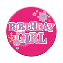 Six small birthday open badges by Tiger Feet, featuring colorful designs for celebration and decoration.