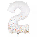 Oaktree Foil Balloon Fizz Rose Gold Number 2, 34-inch shiny foil balloon for celebrations, featuring a metallic rose gold finish.