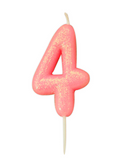 Creative Party Candle Number 4 Glitter Pink 7cm