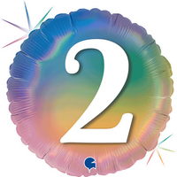 2nd Birthday Rainbow Holographic 18" Foil Balloon