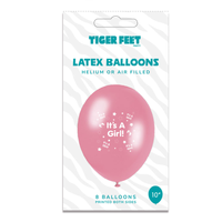 Tiger Feet Birth Congrats 10" Latex 6x8pk