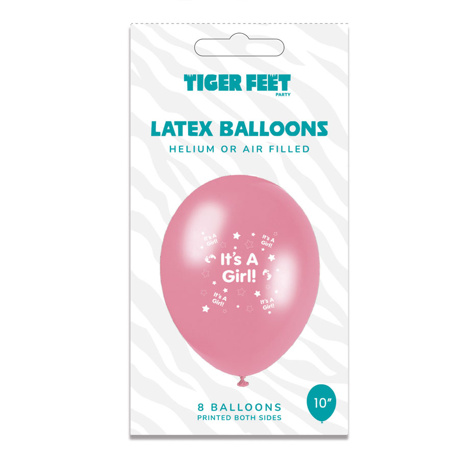 Tiger Feet Birth Congrats 10" Latex 6x8pk