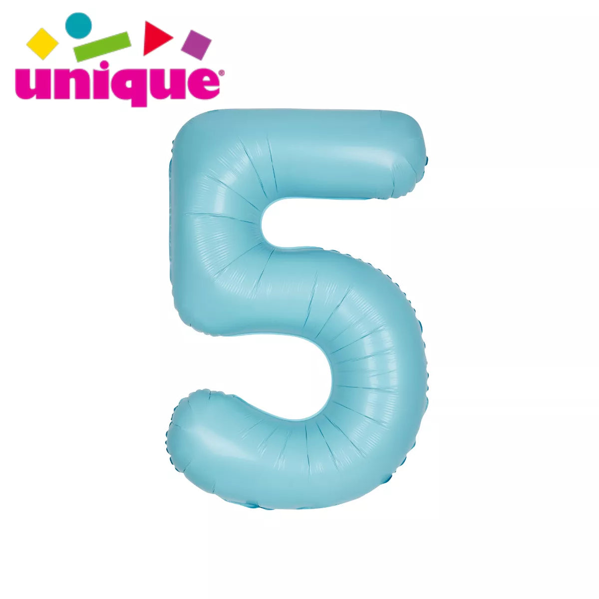 Unique Foil Balloon Matte Blue 34" Number 5