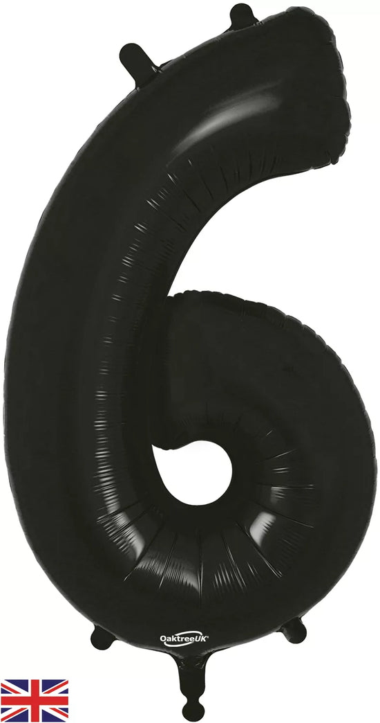 Oaktree Foil Balloon Black 34" Number 6