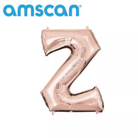 Anagram rose gold foil balloon shaped as a 16-inch letter Z, festive decoration for celebrations and events.