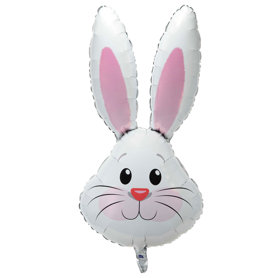 Oaktree Rabbit Head White 35" Foil Balloon