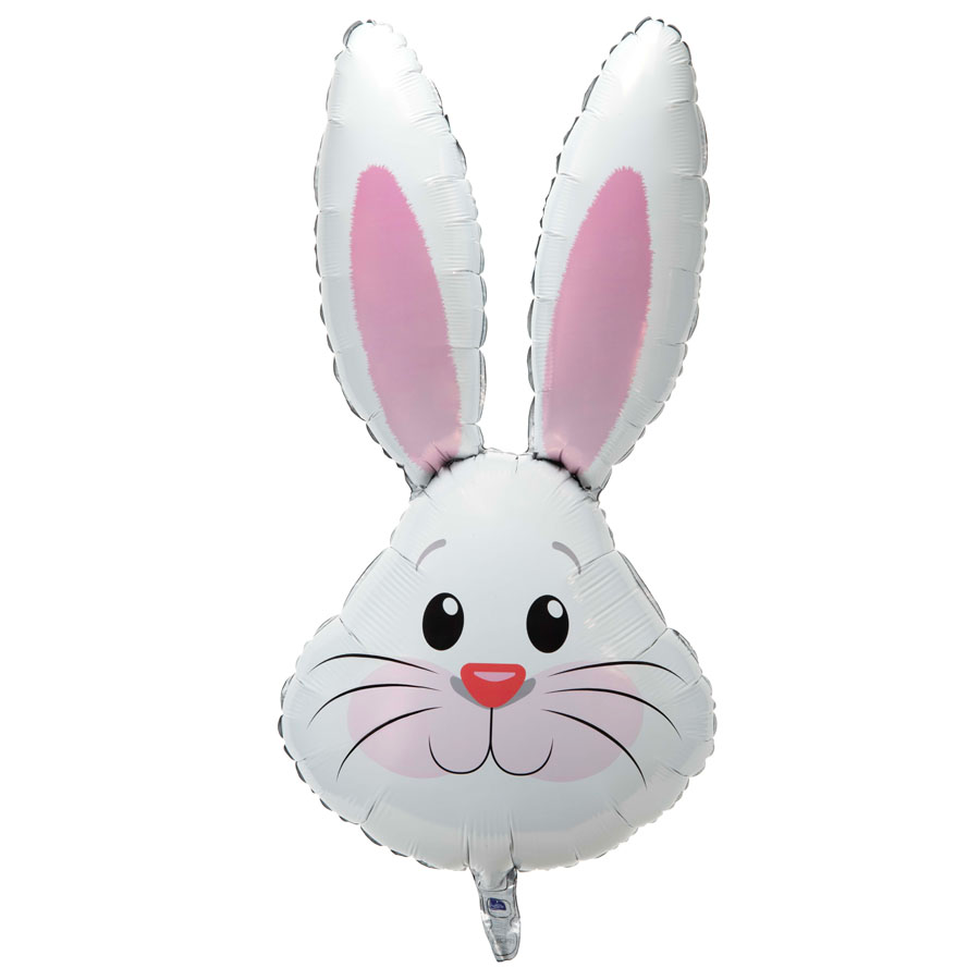Oaktree Rabbit Head White 35" Foil Balloon