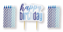 Unique 13 Pack Party Candle Blue Glitz Birthday