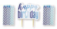 Unique 13 Pack Party Candle Blue Glitz Birthday