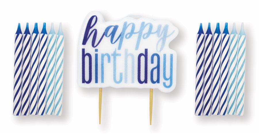 Unique 13 Pack Party Candle Blue Glitz Birthday