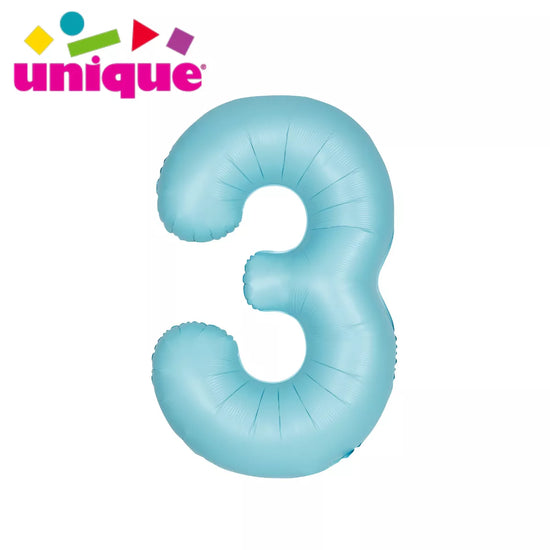 Unique Foil Balloon Matte Blue 34" Number 3