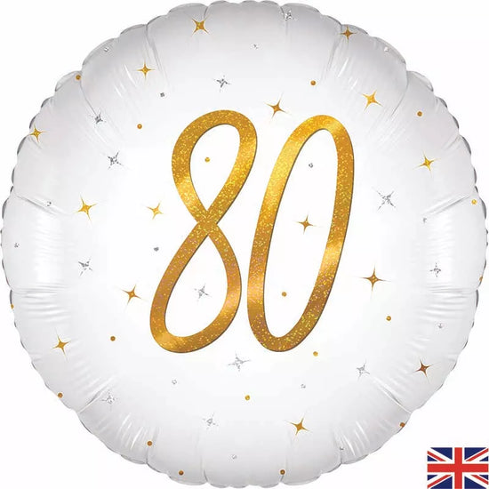Oaktree Sparkle White Age 80 18" Foil Balloon