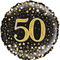 Oaktree Sparkling Fizz Age 50 Black 18" Foil